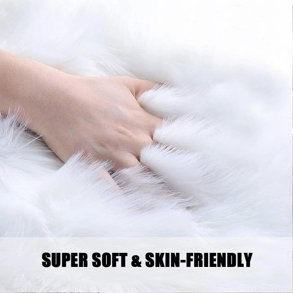 Faux Fur Sheepskin Small Area Rugs Chair Cover Seat Pad Plush Fur Home Decor Carpets 2x3 Ft Luxurious Wool Foot Mats Rug for Bedroom Living Kids Room, Machine Washable Shag Rug (Coffee)
