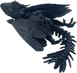 Feathered Wyvern Dragon,3D Printed Dragon, Articulated Dragon with Wings, 3D Printed Toys, Desktop Pet - Perfect for Fantasy Enthusiasts (Black)