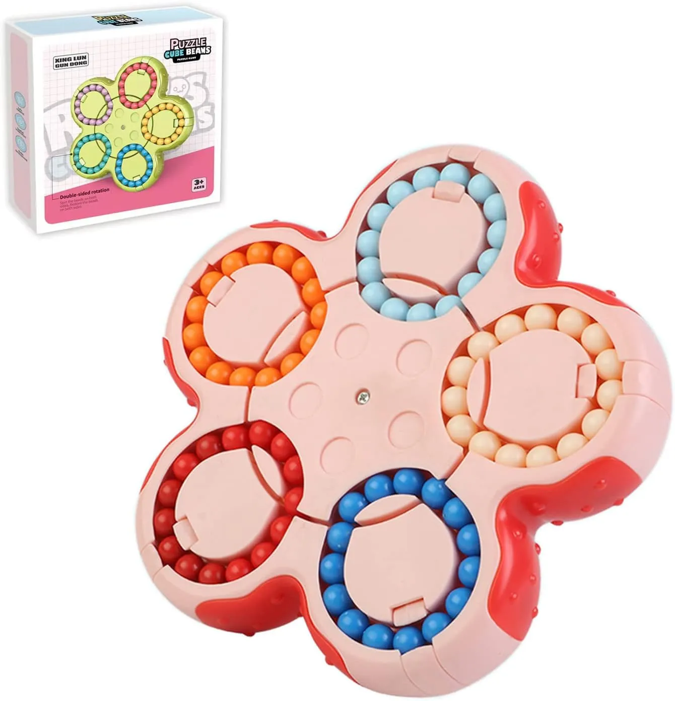 Fidget Spinner Toys Rotate Magic Cube Puzzle,Brain Teaser Sudoku Puzzles for Unisex-Children,Adults,Stress Relief Gifts,Learning & Education Toys,Pop Sensory Toys for Autistic Children(Red)