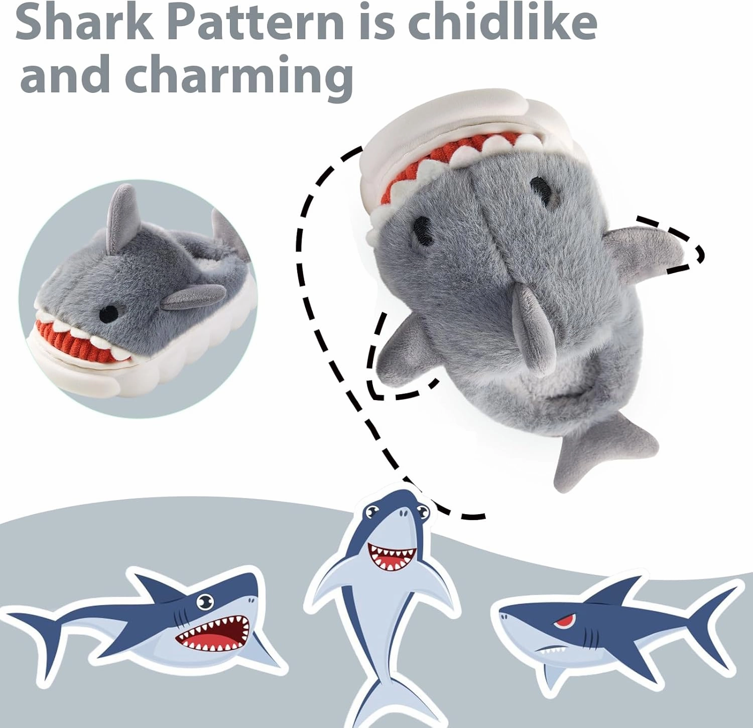 Fiedaz Boys Girls Shark Slippers for Toddler Kids - Cute Plush Warm Non-Slip Indoor Bedroom Winter Shoes