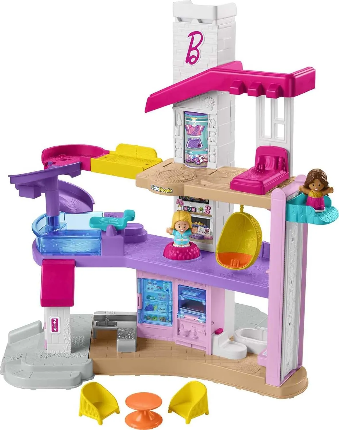 Fisher-Price Little People Barbie Toddler Toy Little DreamHouse Playset with Music Lights & Figures for Pretend Play Kids Ages 18  Months​