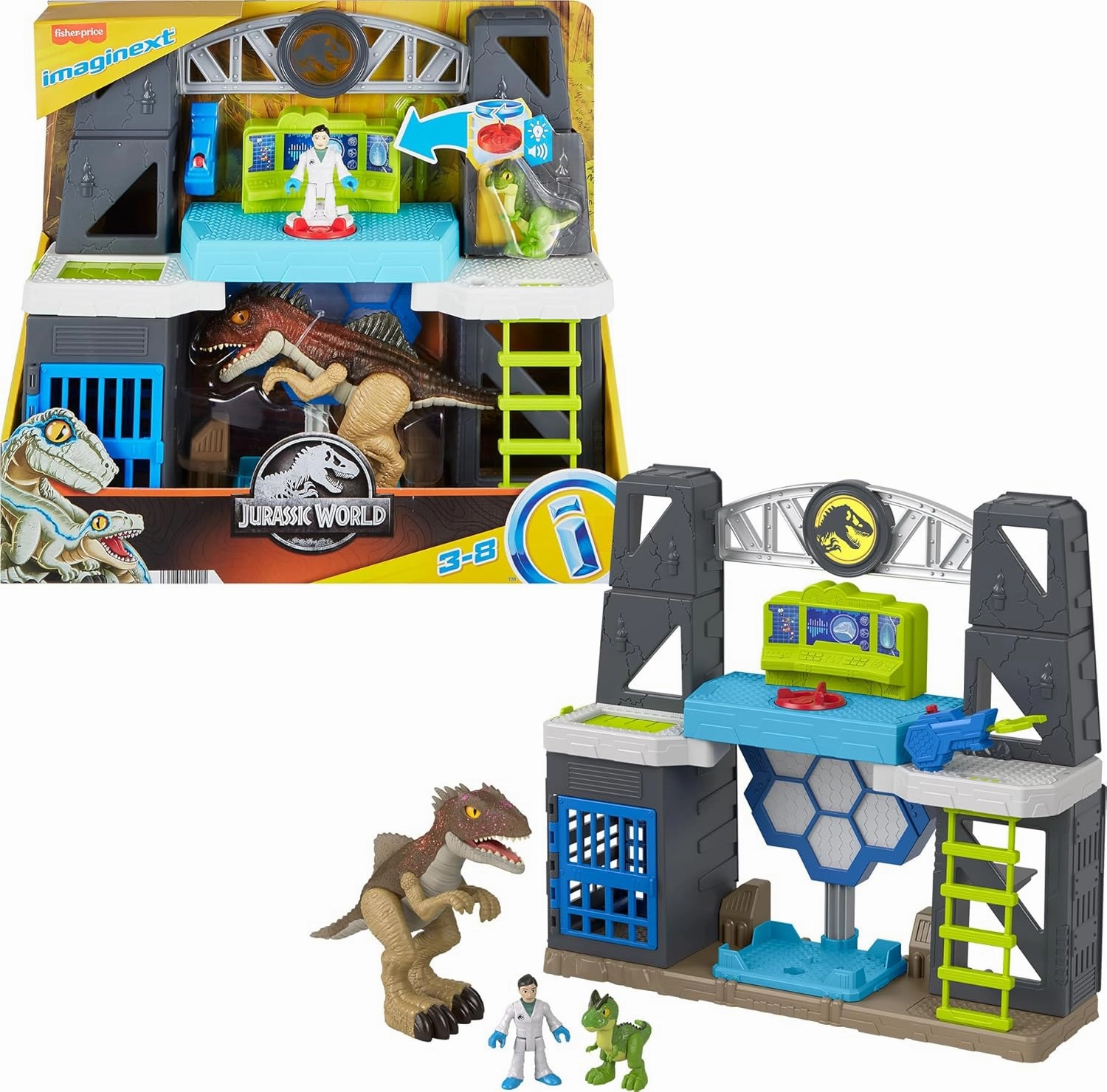 Fisher-Price Imaginext Jurassic World Dinosaur Toys Scan & Glow Dino Playset with Lights & Sounds for Kids Ages 3  Years