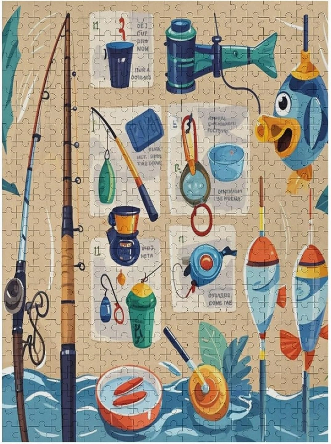 Fishing Knowledge 500 Piece Jigsaw Puzzles Fun Educational Game Puzzle for Adults Wooden Puzzles for Youth Children Home Wall Decor