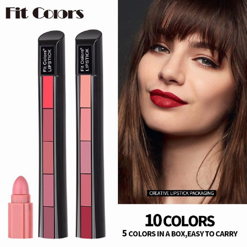 Fit Colors Matte Lipstick Combo Set 5-Section Velvet Matte Lip Gloss Lipstick for Women (2)