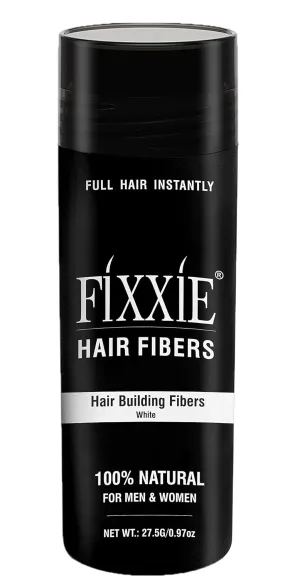 FIXXIE Hair Fibers for Thinning Hair WHITE 27.5g Bottle, Hair Fibre Concealer for Hair Loss for Men and Women, Naturally Thicker Looking Hair with Keratin Hair Fibres