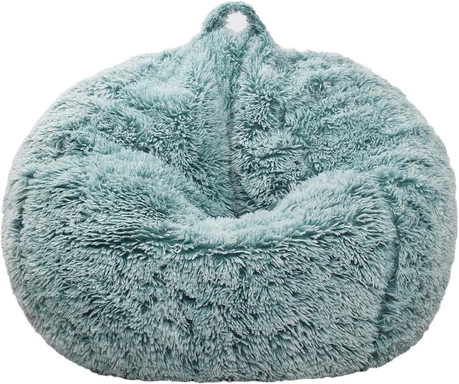 Fluffy Stuffed Animal Storage Bean Bag Chair Cover (No Filler), Faux Fur Comfy Bean Bag Cover for Organizing Plush Toys or Textile, for Adults Teens Kids Girls,Dark Green