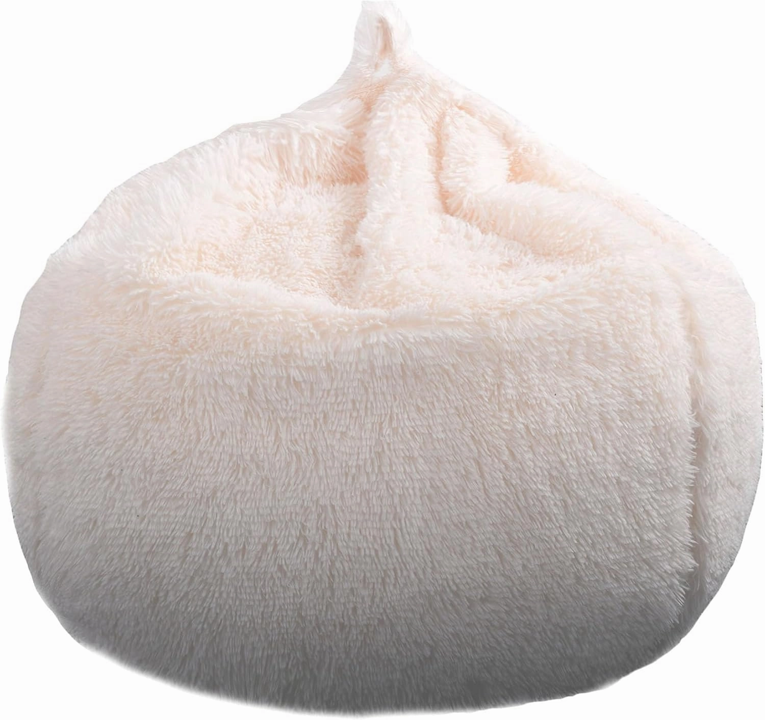 Fluffy Stuffed Animal Storage Bean Bag Chair Cover (No Filler), Faux Fur Comfy Bean Bag Cover for Organizing Plush Toys or Textile, for Adults Teens Kids Girls, Beige