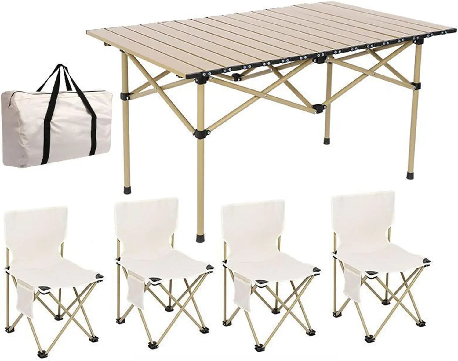 Folding Bea Picnic Tables Collapsible Backpack Lawn air Camping Folding air Set with Roll up Carbon Steel Table for More People Party, BBQ