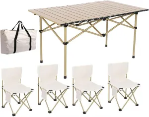 Folding Bea Picnic Tables Collapsible Backpack Lawn air Camping Folding air Set with Roll up Carbon Steel Table for More People Party, BBQ