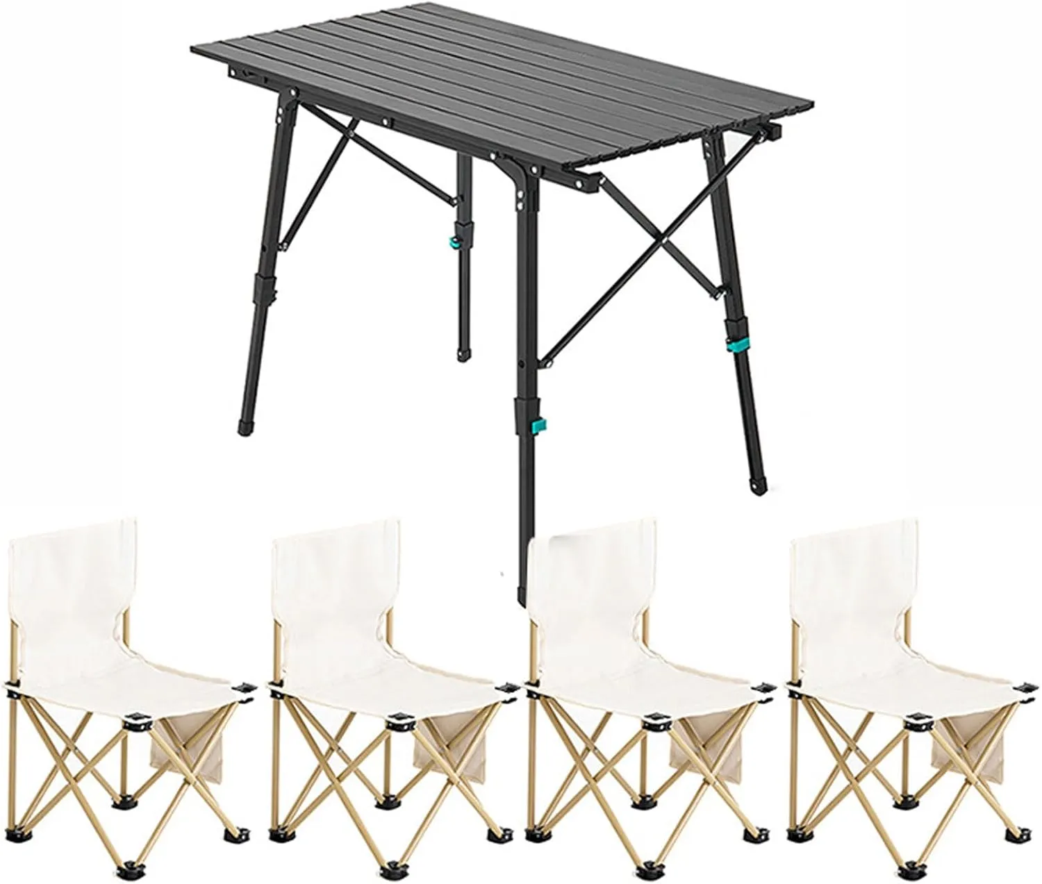 Folding Camping Table and air Set, Portable Foldable Picnic Table, Adjustable Height, Lightweight Folding Lawn air Fishing air, Easy to Carry