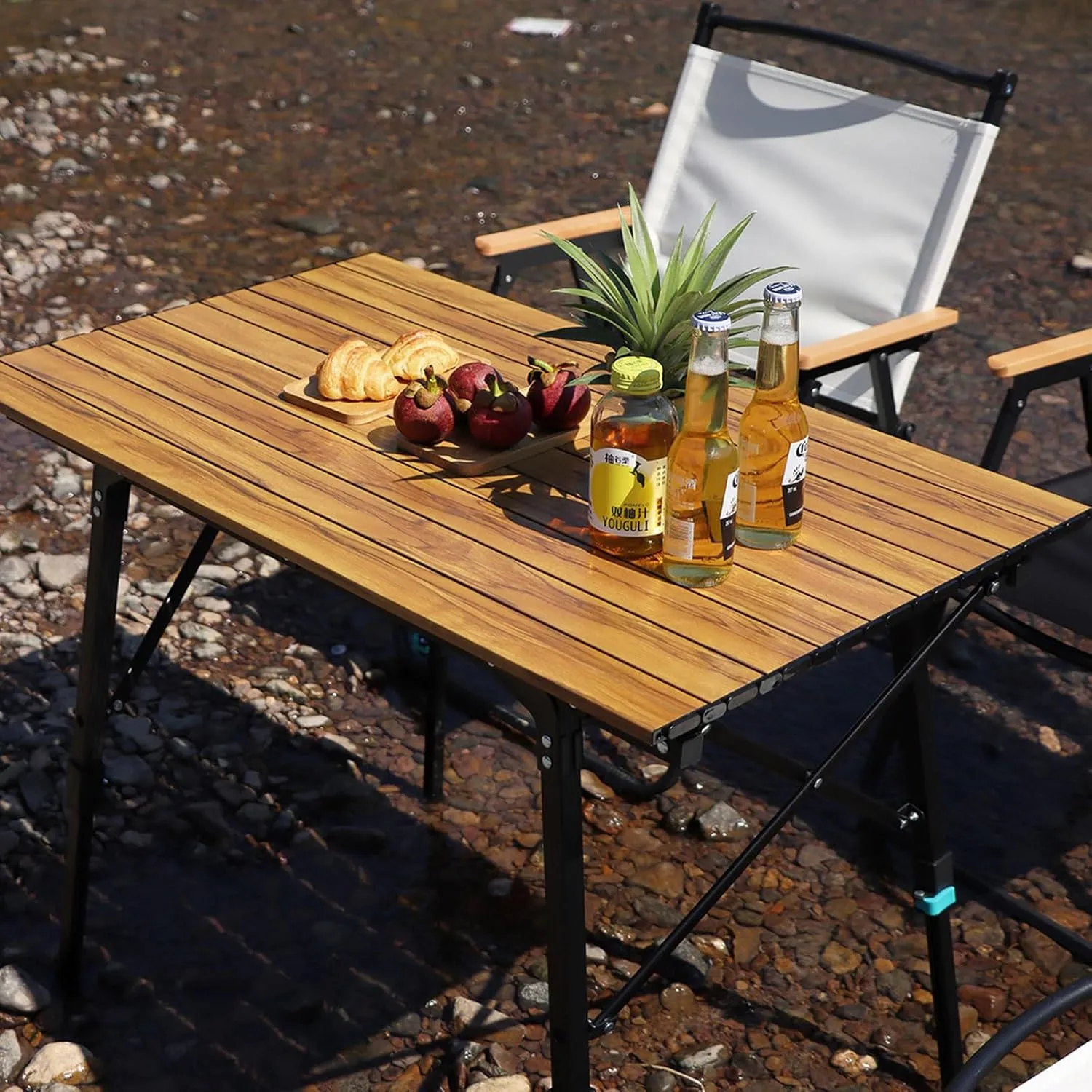 Folding Camping Table and air Set, Portable Foldable Picnic Table, Adjustable Height, Lightweight Folding Lawn air Fishing air, Easy to Carry