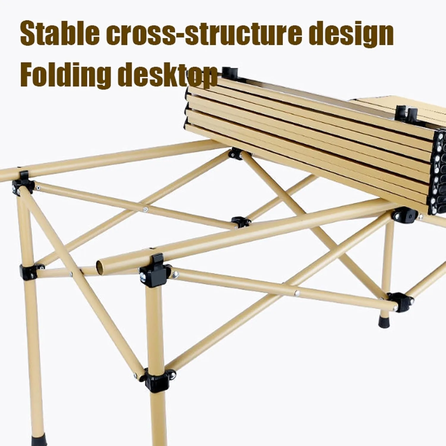 Folding Camping Table with Chairs Set, Portable Picnic Chairs with Carrying Bag and Aluminum Roll-up Top Lightweight Compact Table, Easy to Assemble