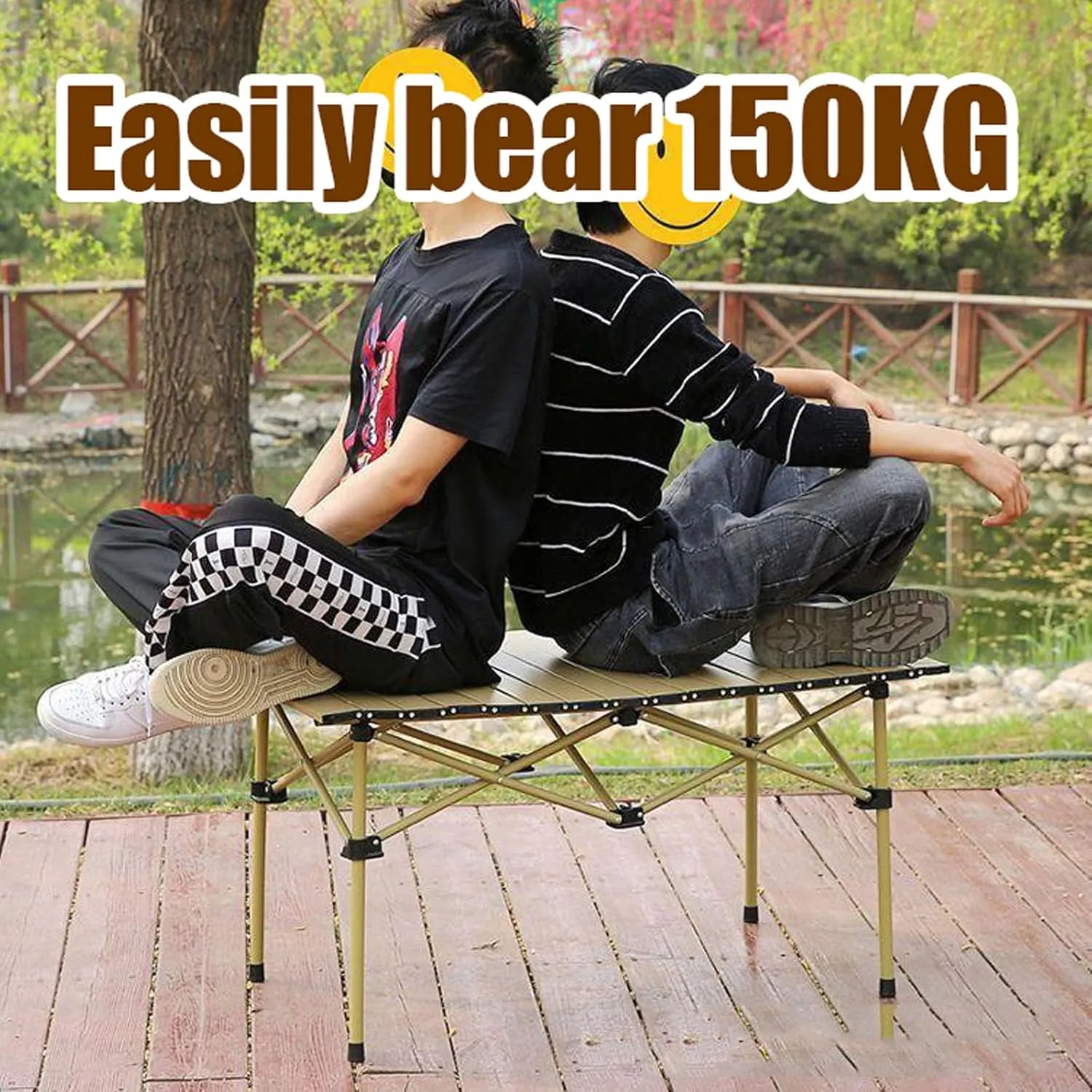 Folding Picnic Tables Portable Ultralight Hiking airs Outdoor Bea Camping air Set with Roll up Carbon Steel Camping Tables and Net Bag