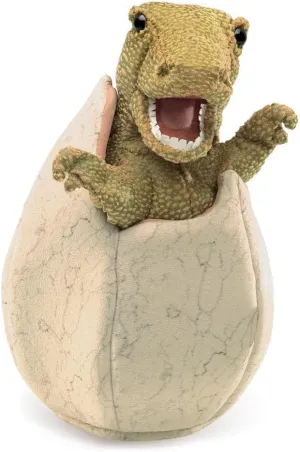 Folkmanis 3134 Dinosaur Egg Hand Puppet, One Size, Green, Tan, Brown