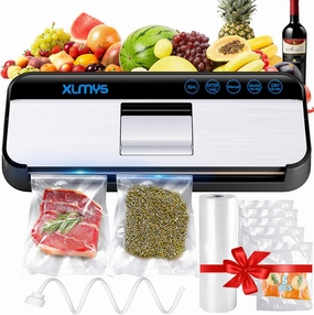 Food Vacuum Sealer Machine (95KPA), Compact Automatic Food Vacuum Sealer with Vacuum Bags, LED Indicator Light, Dry & Moist Food Modes for Food Wine Preservation Storage