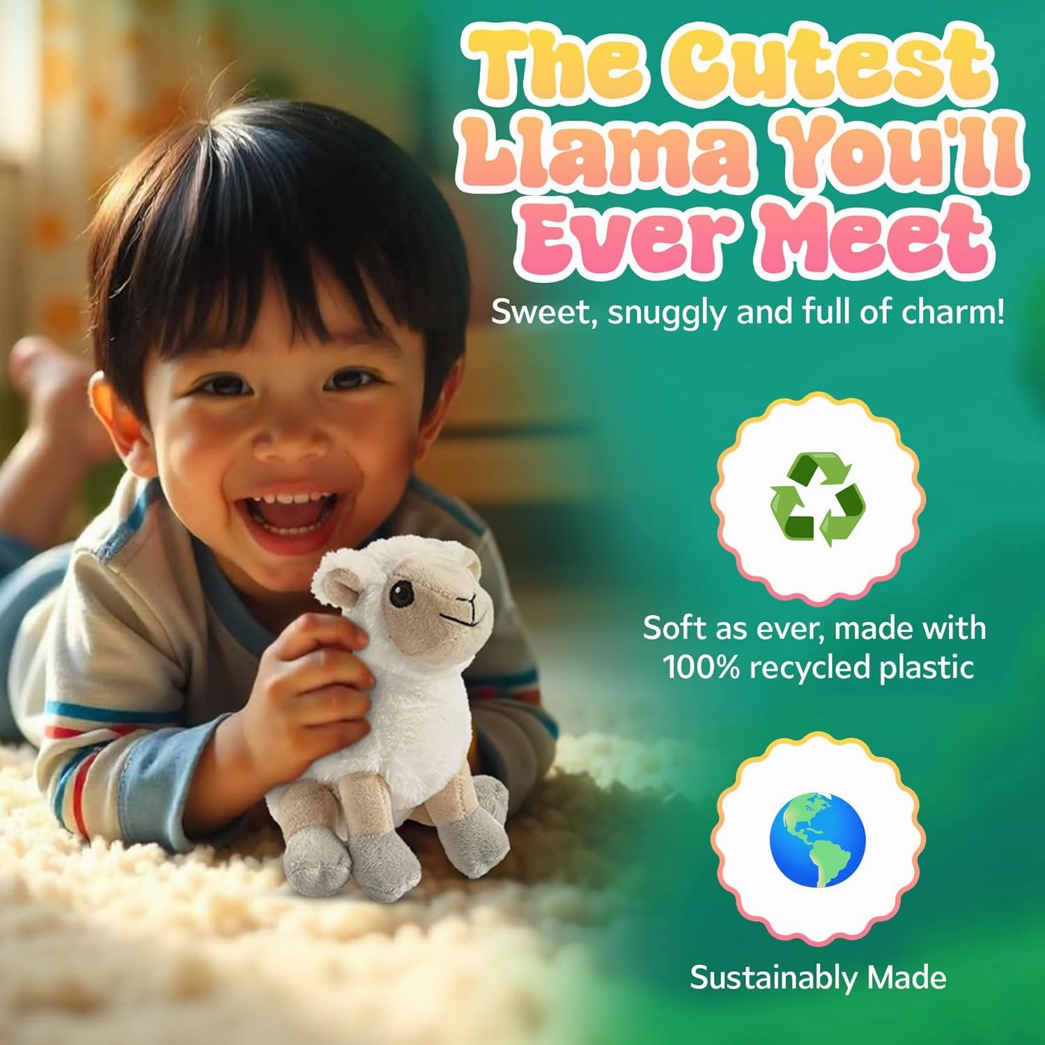 Forest & Twelfth Earth Safe 6" Llama Stuffed Animal Safari Animals Plush, Eco-Friendly Stuffed Animals for Babies, Kids, Soft Toys Made from 100% Recycled Plastic (6" Llama)