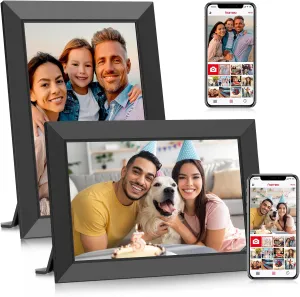 Frameo 10.1 Inch WiFi Digital Picture Frame, Smart Electronic Photo Frame with IPS Touch Screen 32GB Storage Auto-Rotate Wall Mounted Slideshow, Share Photos/Videos from Phone via Frameo APP (2 Pack)