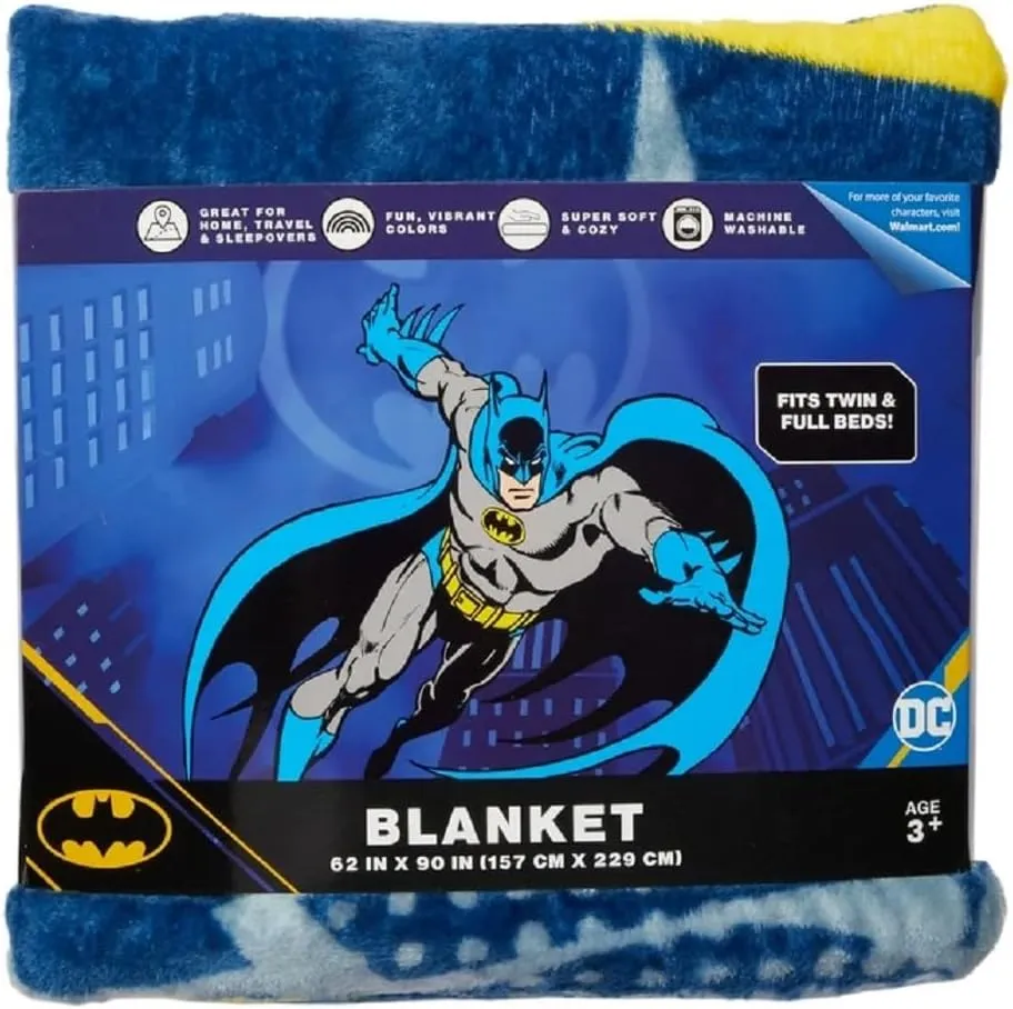 Franco Kids Bedding Super Soft Plush Micro Raschel Blanket, 62 in x 90 in, Batman