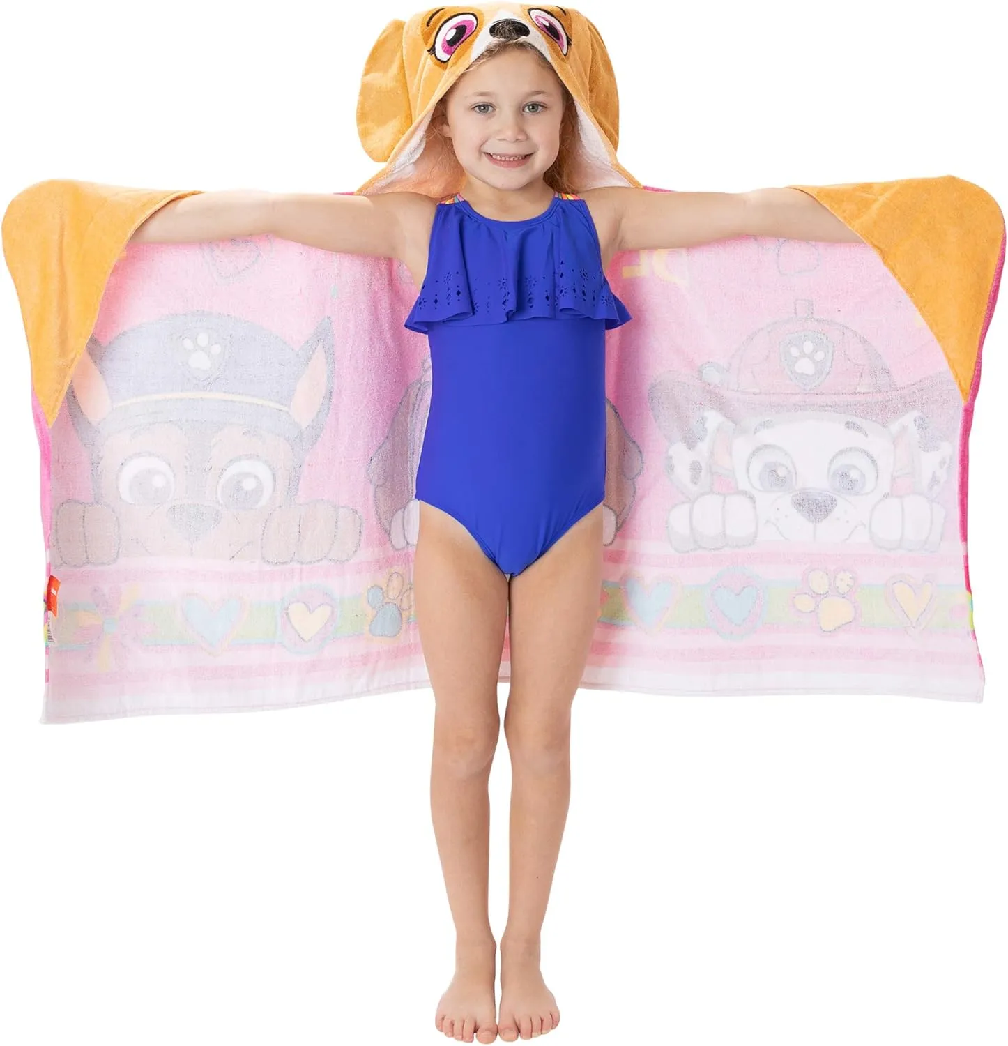 Franco Paw Patrol Pink Bath/Pool/Beach Soft Cotton Terry Hooded Towel Wrap, 24" x 50", Kids