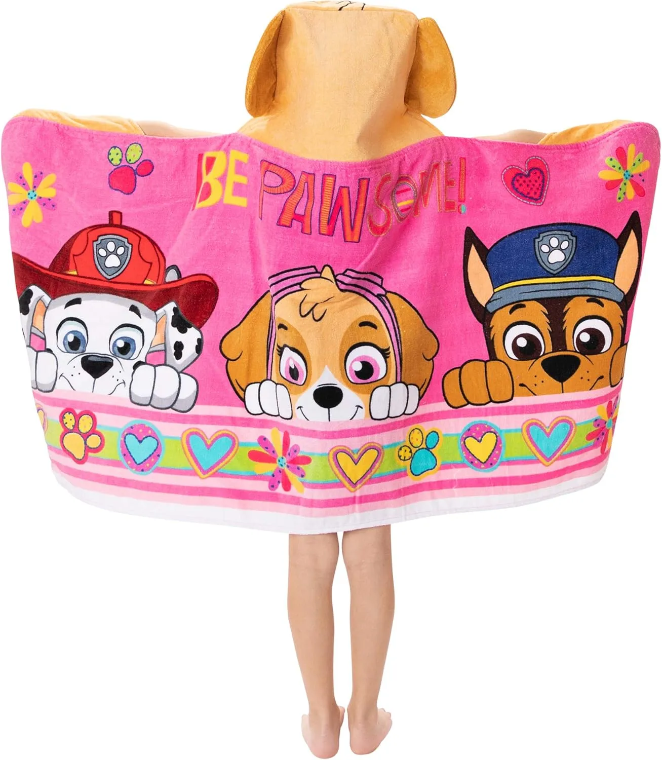 Franco Paw Patrol Pink Bath/Pool/Beach Soft Cotton Terry Hooded Towel Wrap, 24" x 50", Kids