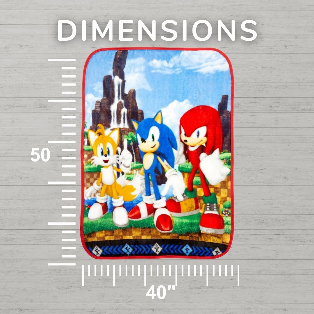 Franco Sonic The Hedgehog Anime Kids Bedding Super Soft Silk Touch Throw, 40 in x 50 in, (Official Licensed Product)