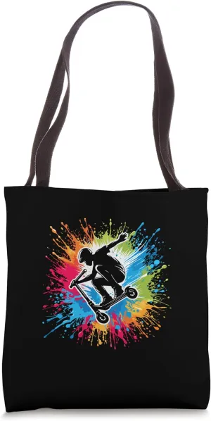 Freestyle Scooter Stunt Color Splash Scooter Trick Rider Tote Bag