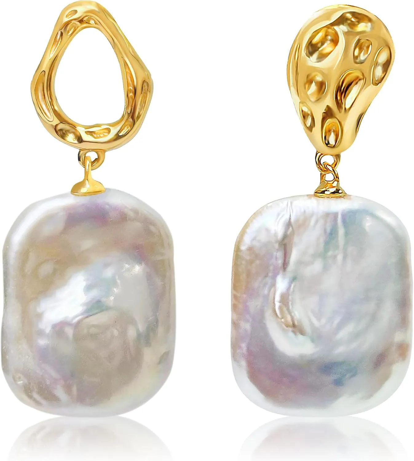 Freshwater Baroque Pearl 14K Gold Plated Earrings for Women, Gold Hypoallergenic Dangle Earrings,Temperament Elegant,Used for Wedding, Celebrations, Festivals