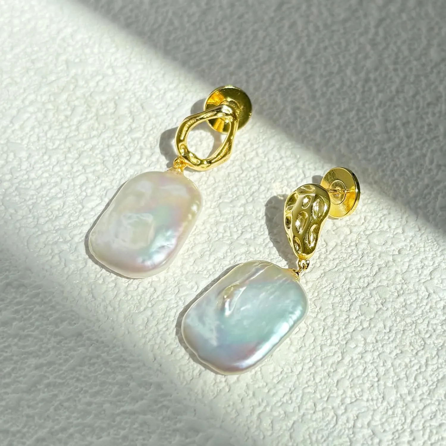 Freshwater Baroque Pearl 14K Gold Plated Earrings for Women, Gold Hypoallergenic Dangle Earrings,Temperament Elegant,Used for Wedding, Celebrations, Festivals