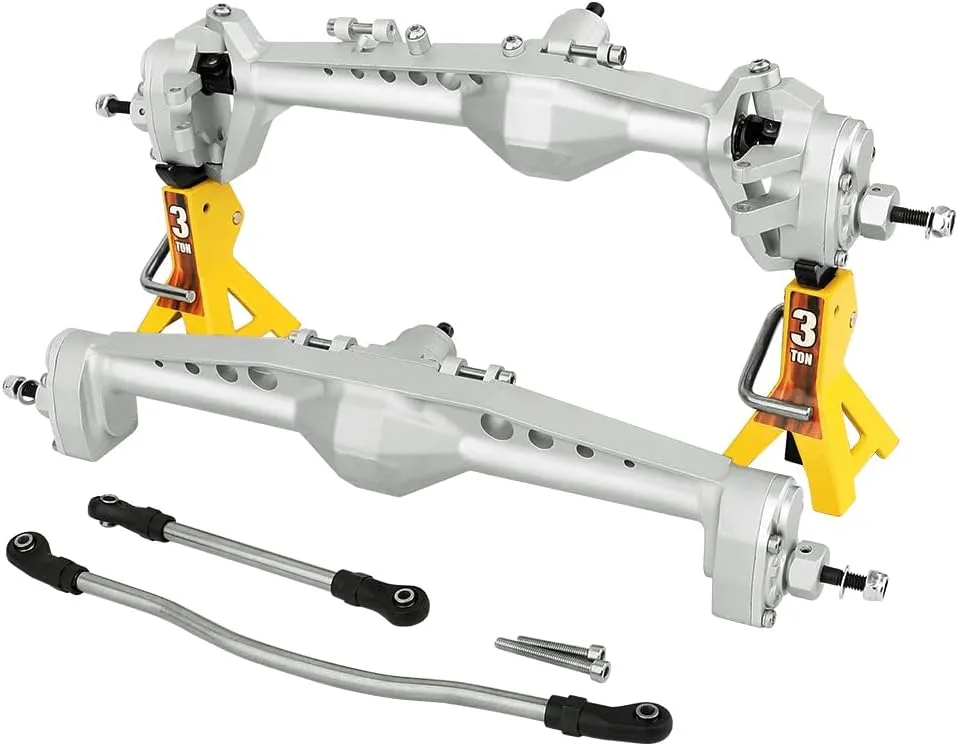 Full CNC Aluminum Alloy Front Rear Portal Axle for 1/10 RC Crawler Car Axial Capra 1.9 UTB, Completes Axle Set Metal Upgrades (Silver)