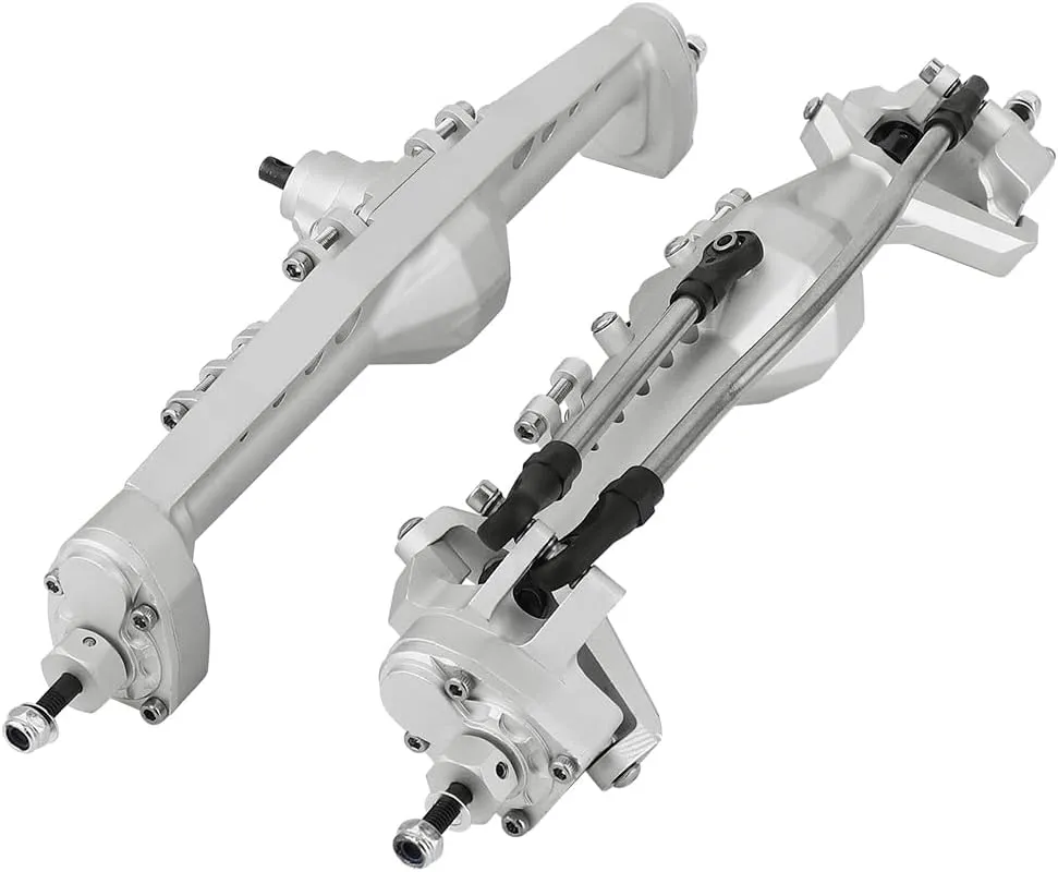 Full CNC Aluminum Alloy Front Rear Portal Axle for 1/10 RC Crawler Car Axial Capra 1.9 UTB, Completes Axle Set Metal Upgrades (Silver)