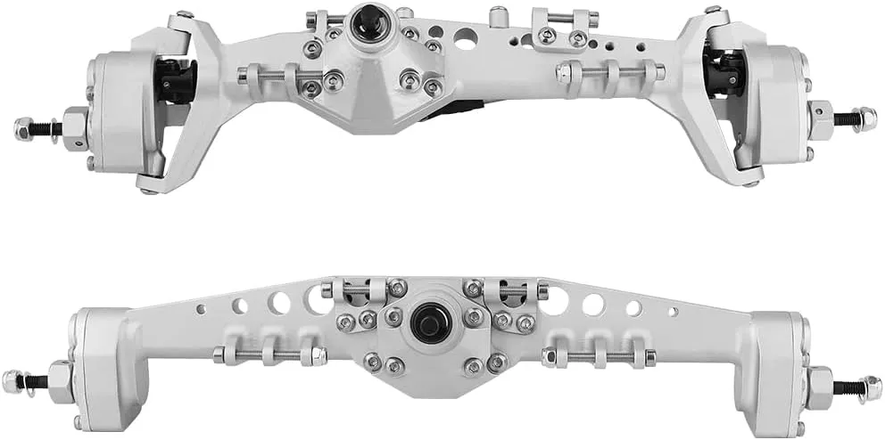 Full CNC Aluminum Alloy Front Rear Portal Axle for 1/10 RC Crawler Car Axial Capra 1.9 UTB, Completes Axle Set Metal Upgrades (Silver)