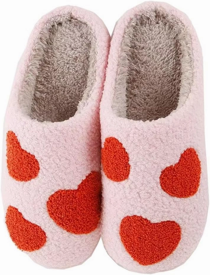 Fun and Loving Slippers Valentine's Day Style Women's & Men's Comfortable Memory Foam Slippers Fluffy and Soft Memory Foam Retro Indoor and Outdoor Home Couple Shoes
