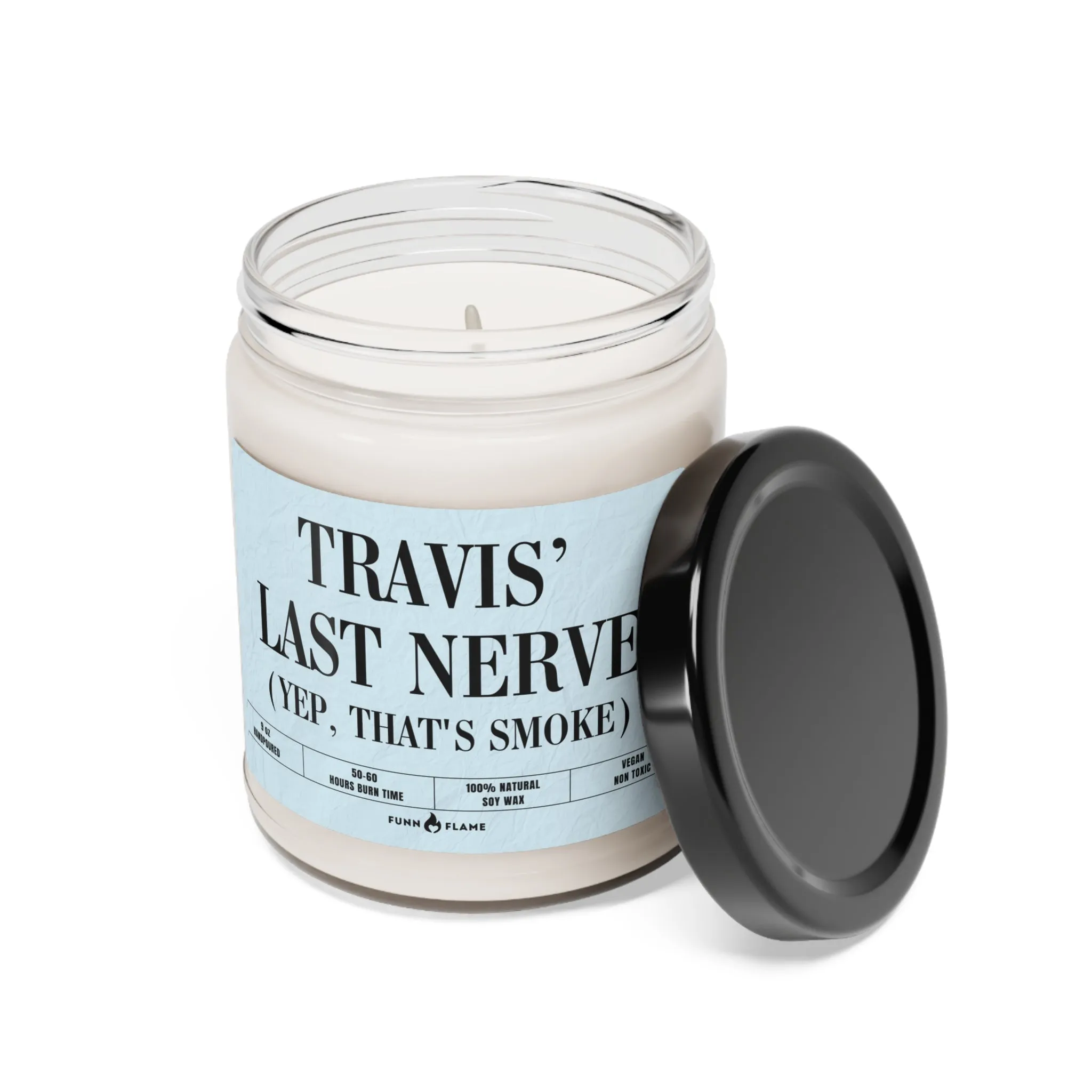 Funny Custom Candle, Last Nerve, Personalized Name Candle Gift (Blue), Custom Name Candle, Funny Gift, 100% Vegan Soy Wax Scented Candle, Eco-Friendly
