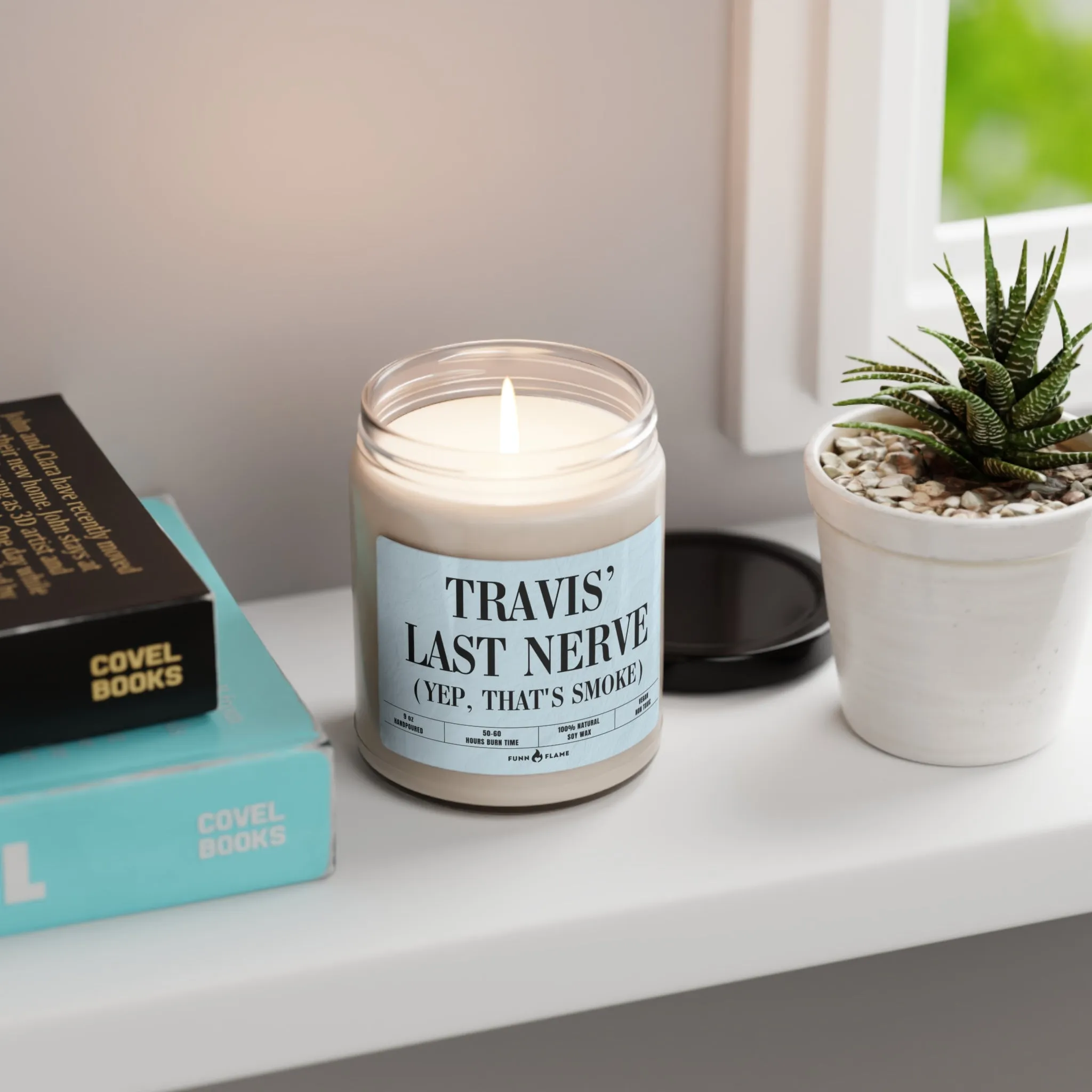 Funny Custom Candle, Last Nerve, Personalized Name Candle Gift (Blue), Custom Name Candle, Funny Gift, 100% Vegan Soy Wax Scented Candle, Eco-Friendly