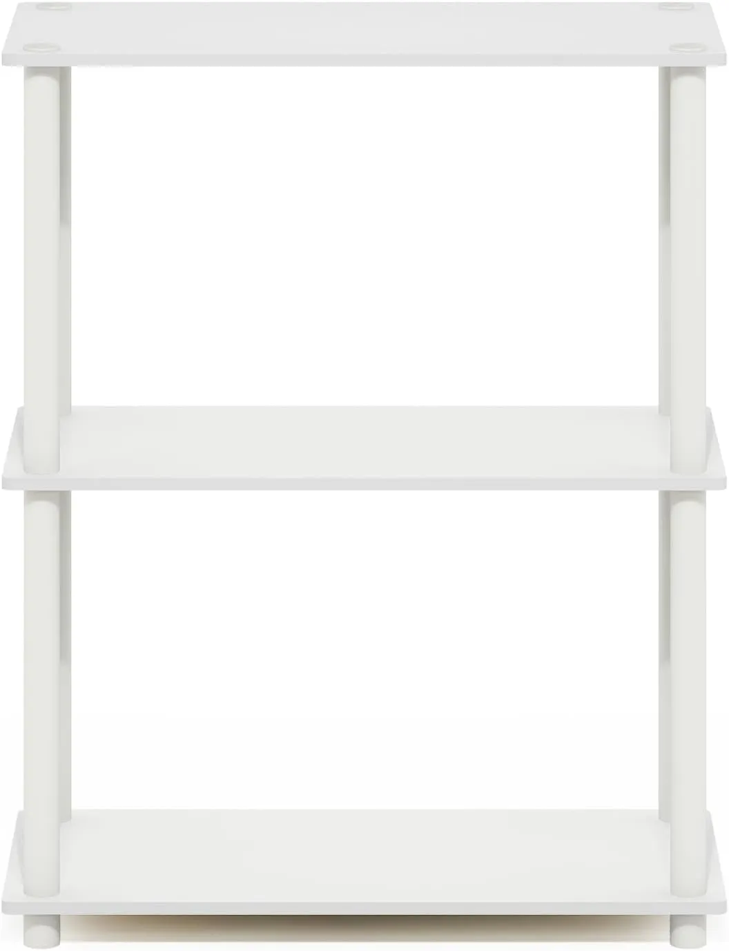 Furinno Turn-N-Tube 3-Tier Compact Multipurpose Shelf Display Rack, White/White