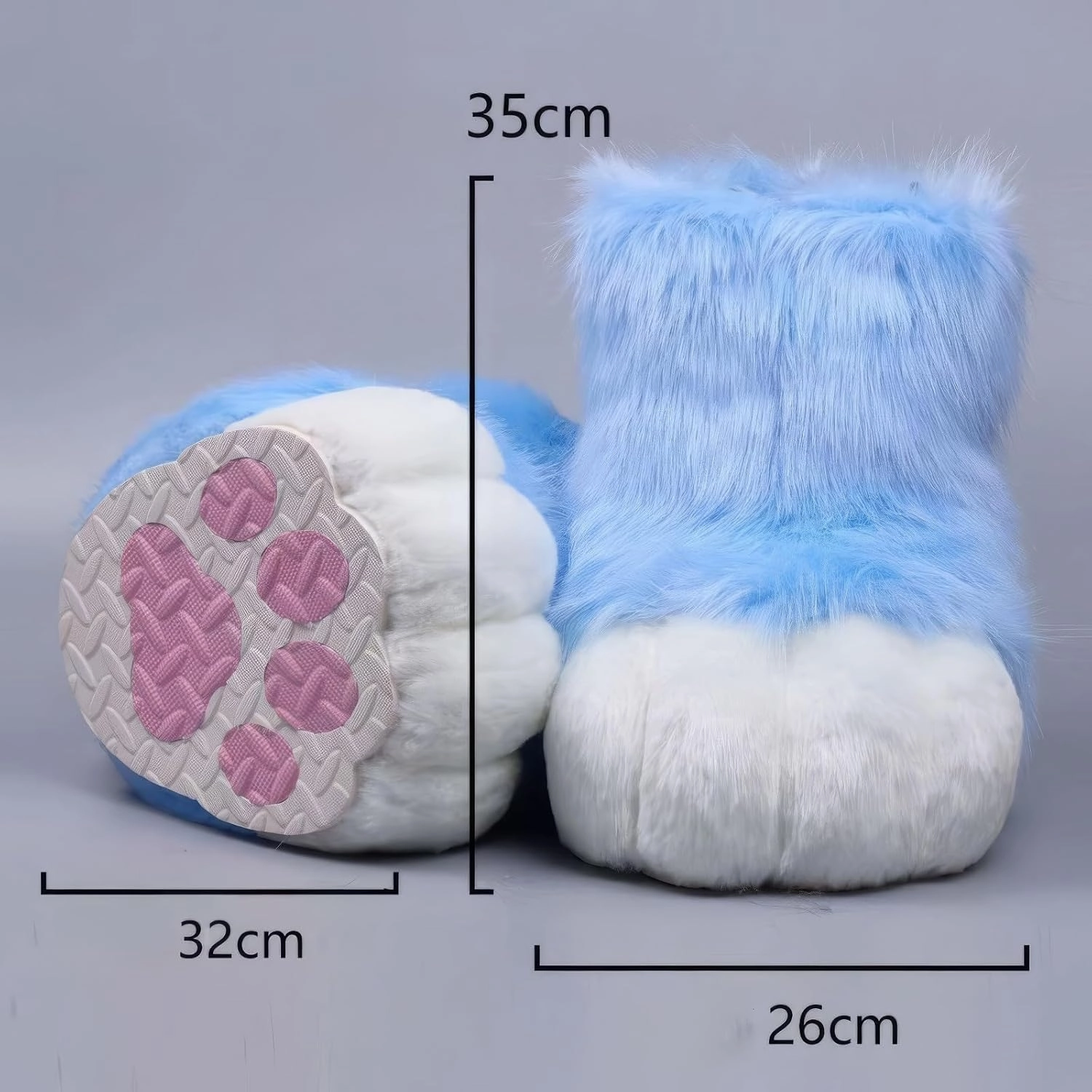 Fursuit Faux Animal Paw Slippers,KIG Furry Accessories Slippers Glove Set,Cosplay Animal Cat Wolf Dog Fox Fur Costume Shoes(13)