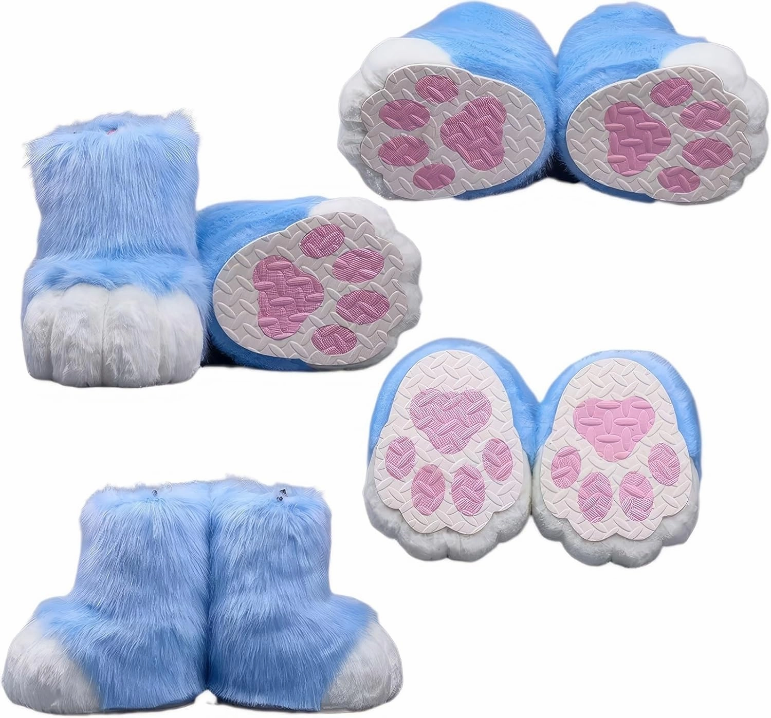 Fursuit Faux Animal Paw Slippers,KIG Furry Accessories Slippers Glove Set,Cosplay Animal Cat Wolf Dog Fox Fur Costume Shoes(13)