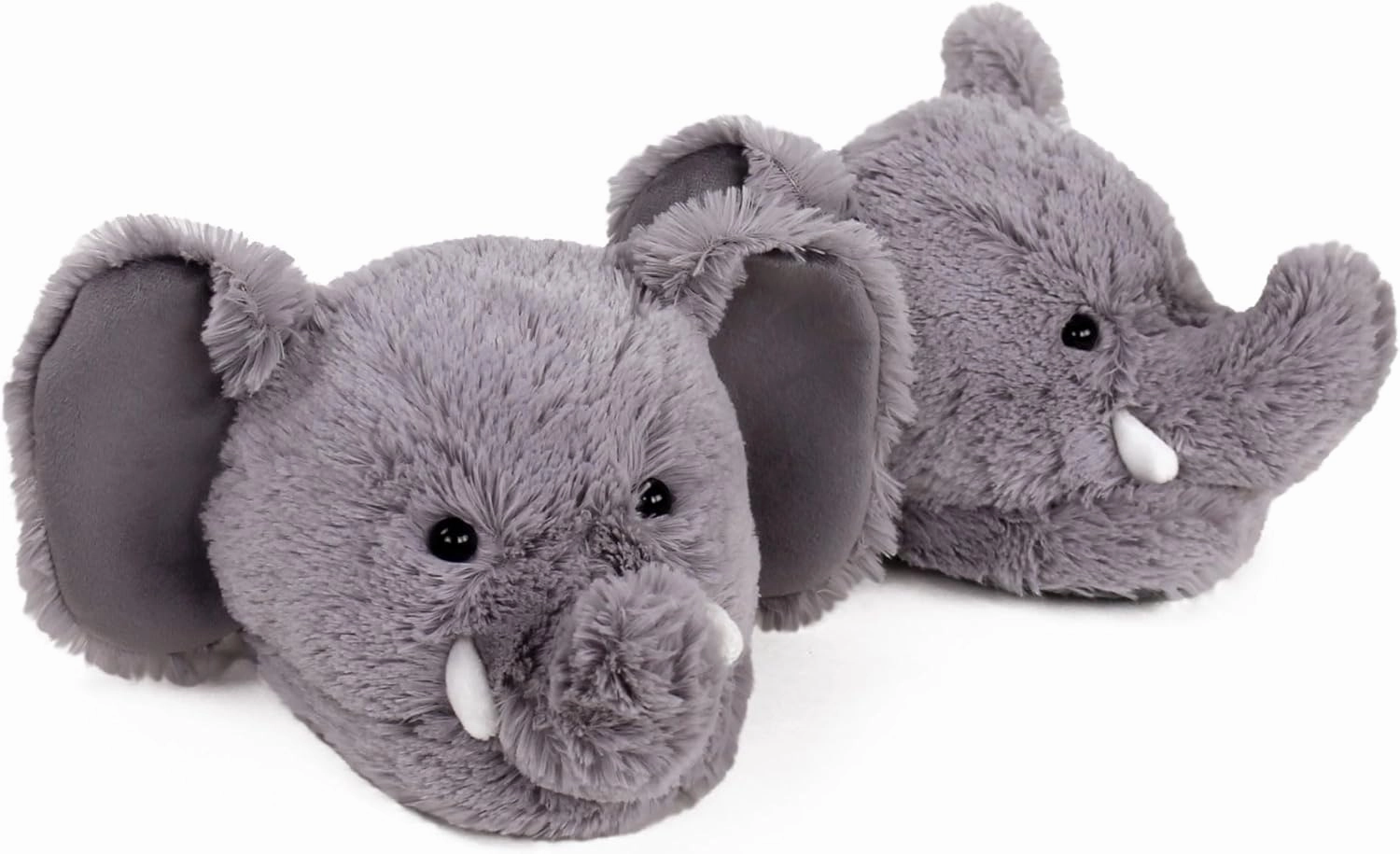 Fuzzy Elephant Slippers for Women and Men - Fluffy Plush Animal Slippers for Adults