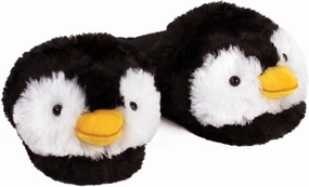 Fuzzy Penguin Slippers for Women and Men - Fluffy Plush Animal Slippers for Adults
