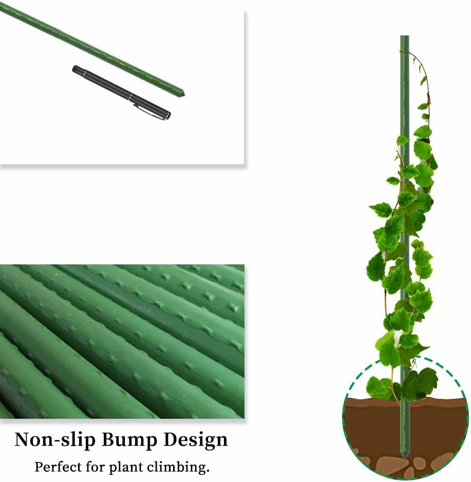 G-LEAF 4Ft Tomato Garden Stakes Cage Plastic Coated Steel Tube Plant Sticks for Tomato,Cucumber,Bean,Tree,Pack of 25