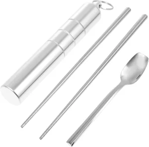 GALPADA Heavy Duty Silverware Chopstick Set with Case Foldable Compact for Travel Household
