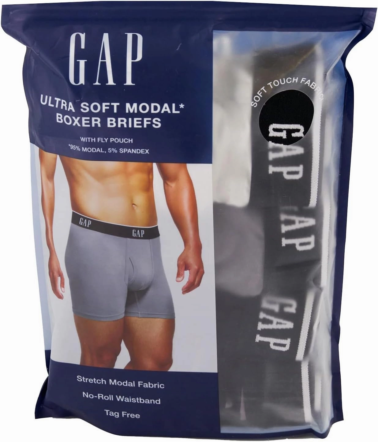 GAP Men's Underwear, Ultra Soft Modal Fabric with Fly Pouch Boxer Brief for Men, 4-Pack