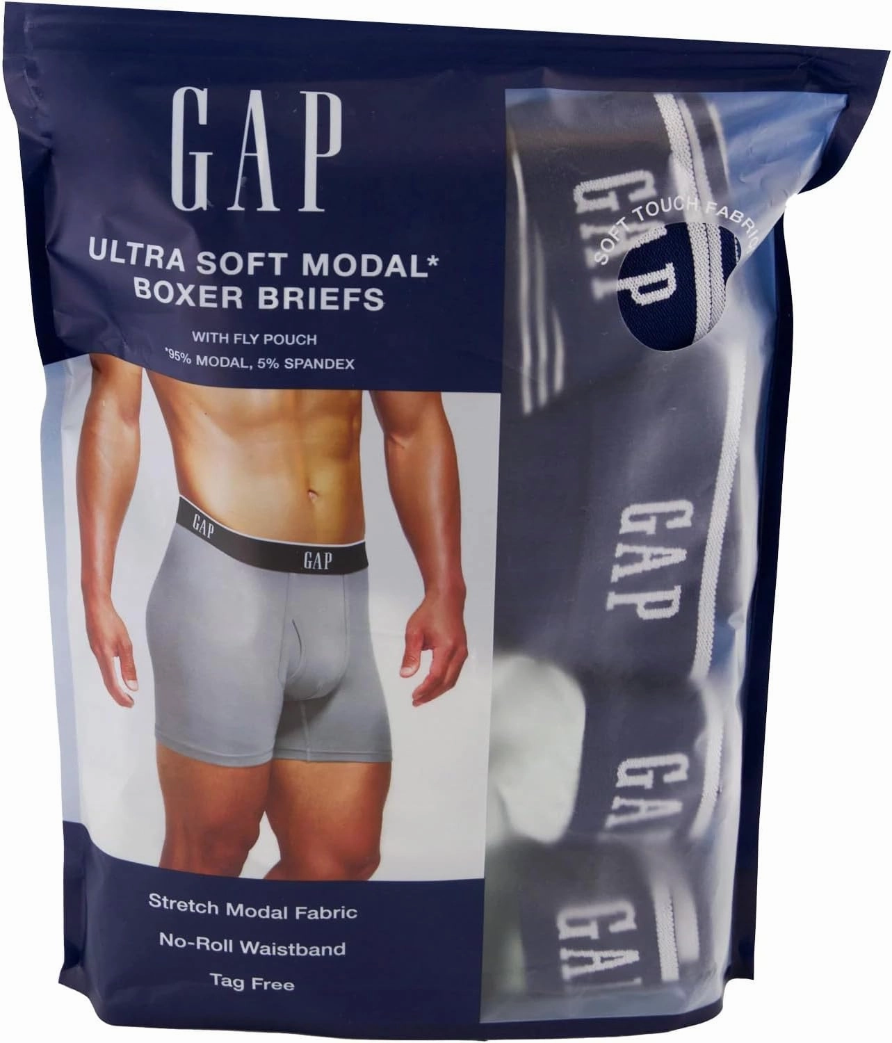 GAP Men's Underwear, Ultra Soft Modal Fabric with Fly Pouch Boxer Brief for Men, 4-Pack