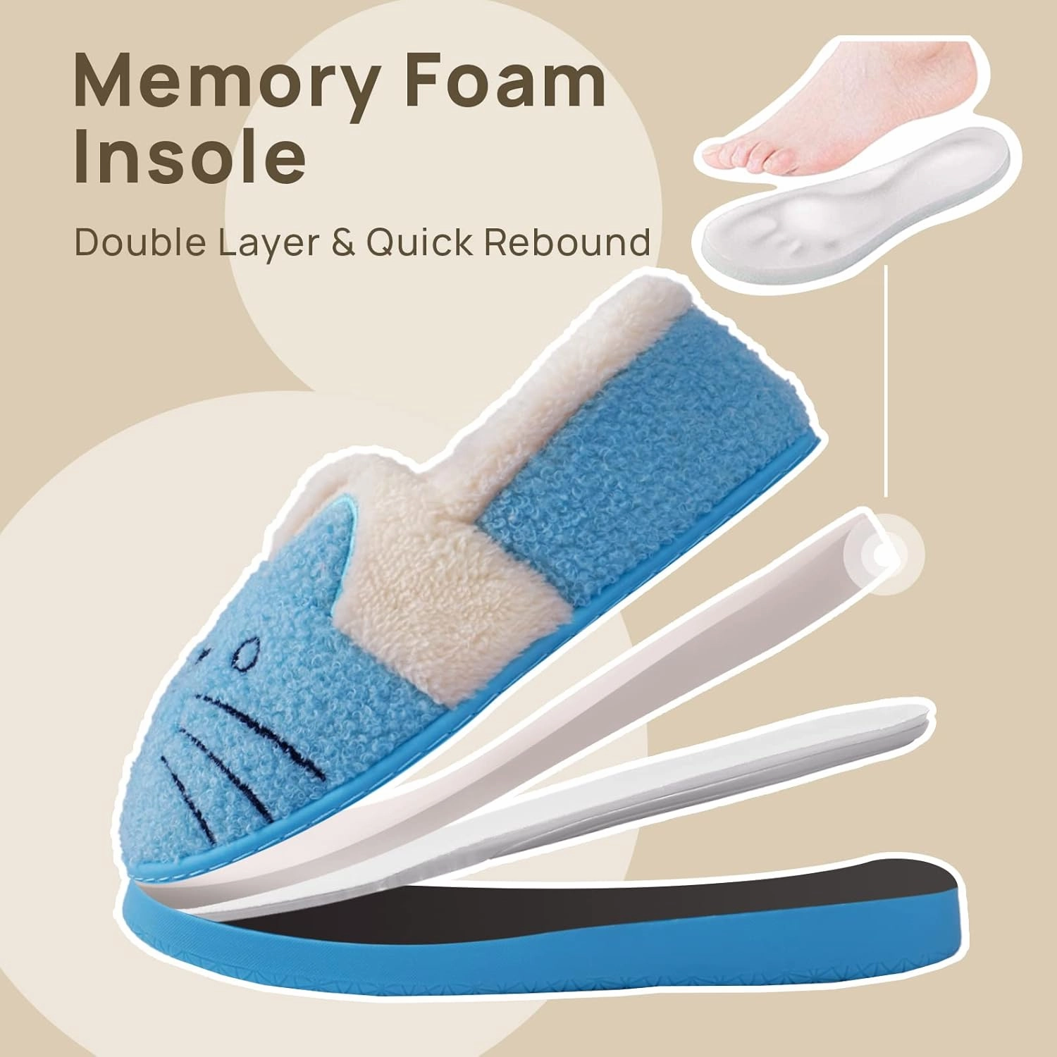 GaraTia Women/Kids Family Cute Cat Warm House Slippers Booties