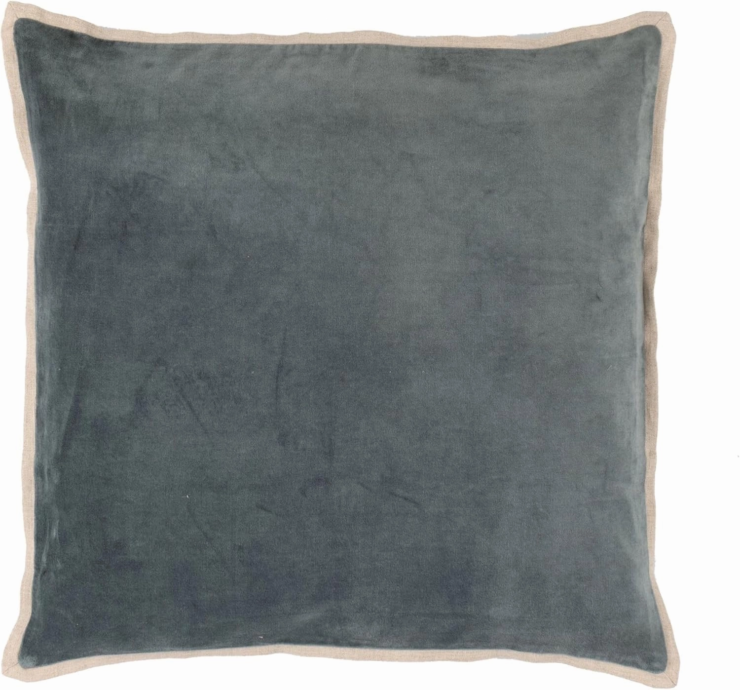 Gehry Velvet/Linen Pacific Decorative Pillow Cover, 22" Square Size, Blue Solid Pattern
