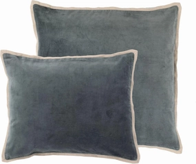 Gehry Velvet/Linen Pacific Decorative Pillow Cover, 22" Square Size, Blue Solid Pattern