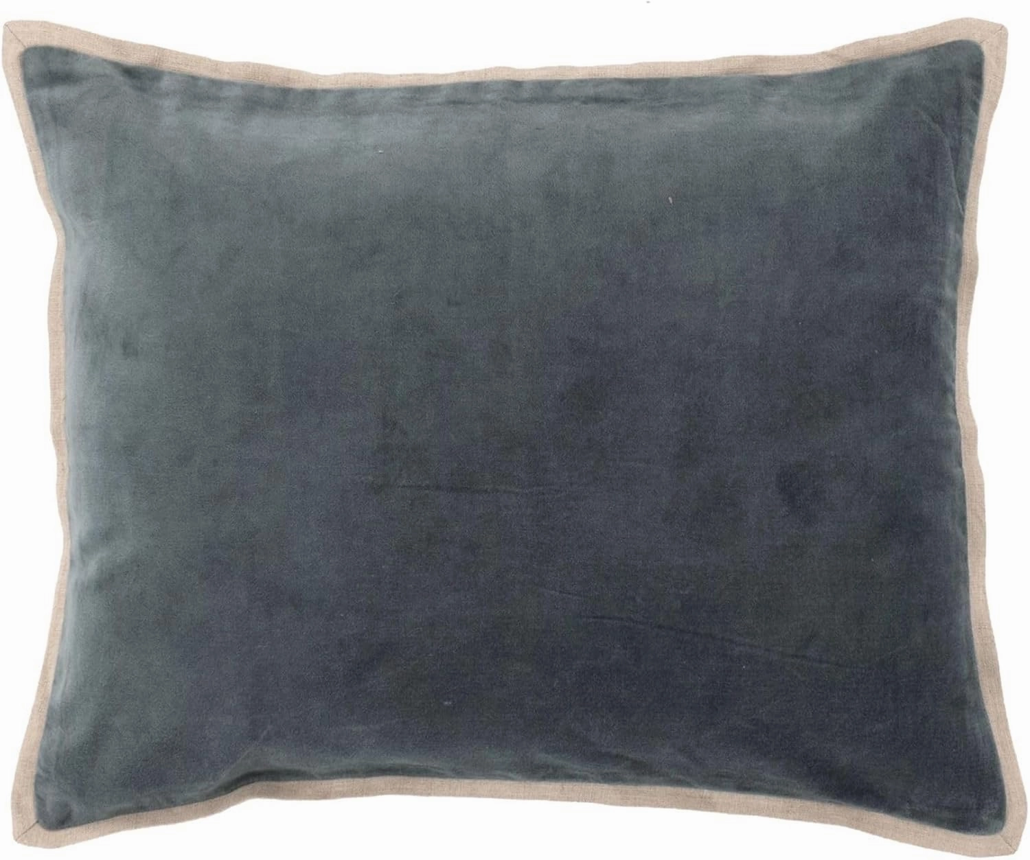 Gehry Velvet/Linen Pacific Decorative Pillow Cover, 22" Square Size, Blue Solid Pattern