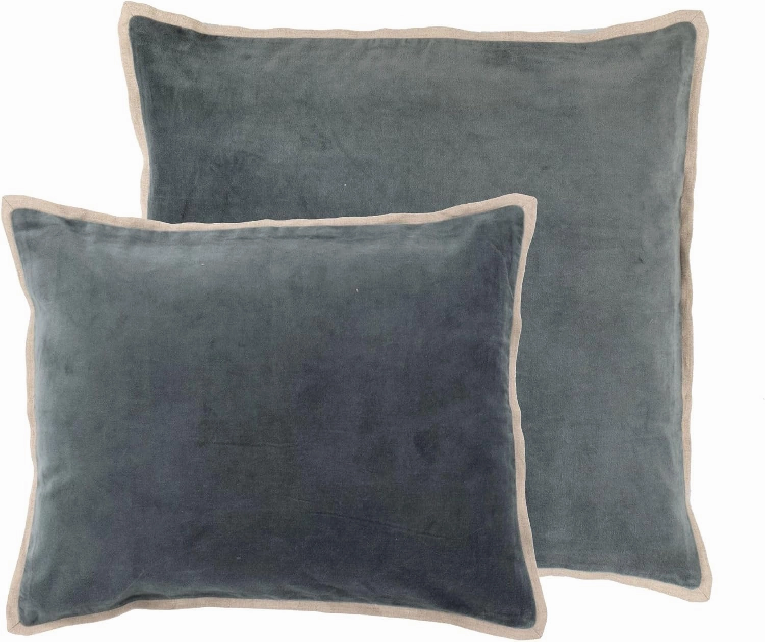 Gehry Velvet/Linen Pacific Decorative Pillow Cover, 22" Square Size, Blue Solid Pattern