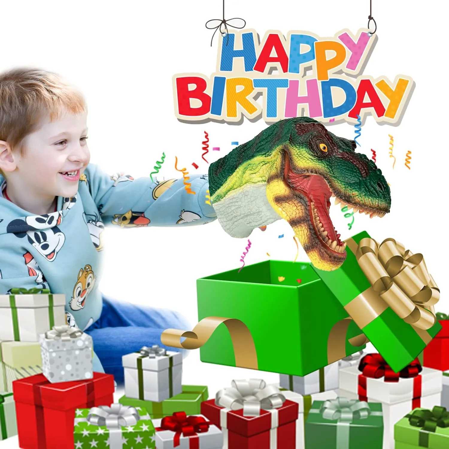 Gemini&Genius Dinosaur Toys Tyrannosaurus Rex Puppets with Audio Support, Dinosaurs Hand Puppet Halloween Scary Toys Role Play and Party SuppliesToys for Kids 3-12 Years Old