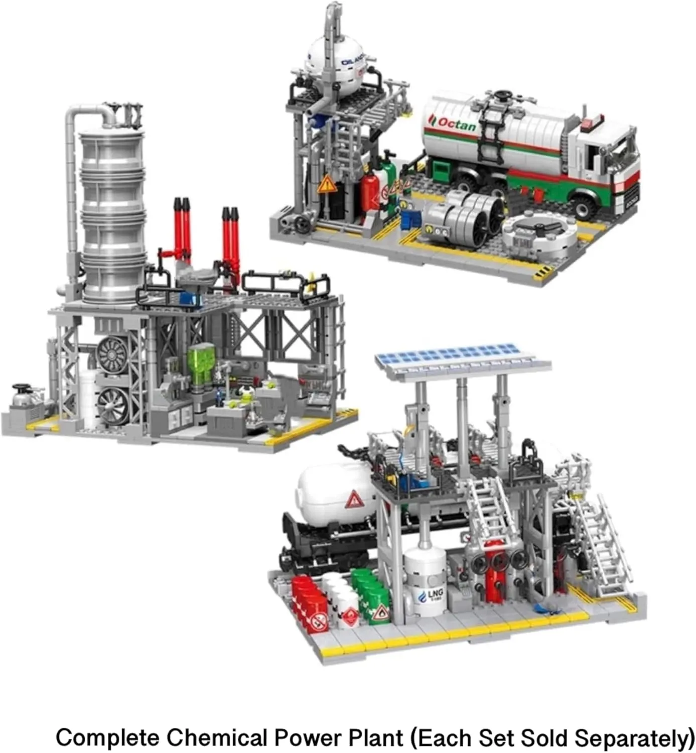 General Jim's Chemical Plant Natural Gas Set Streetview City Modular Building Block Brick MOC Model or Playset with Accessories for Teens or Adults